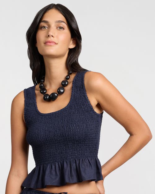 Onia Air Linen Smocked Tank In Blue