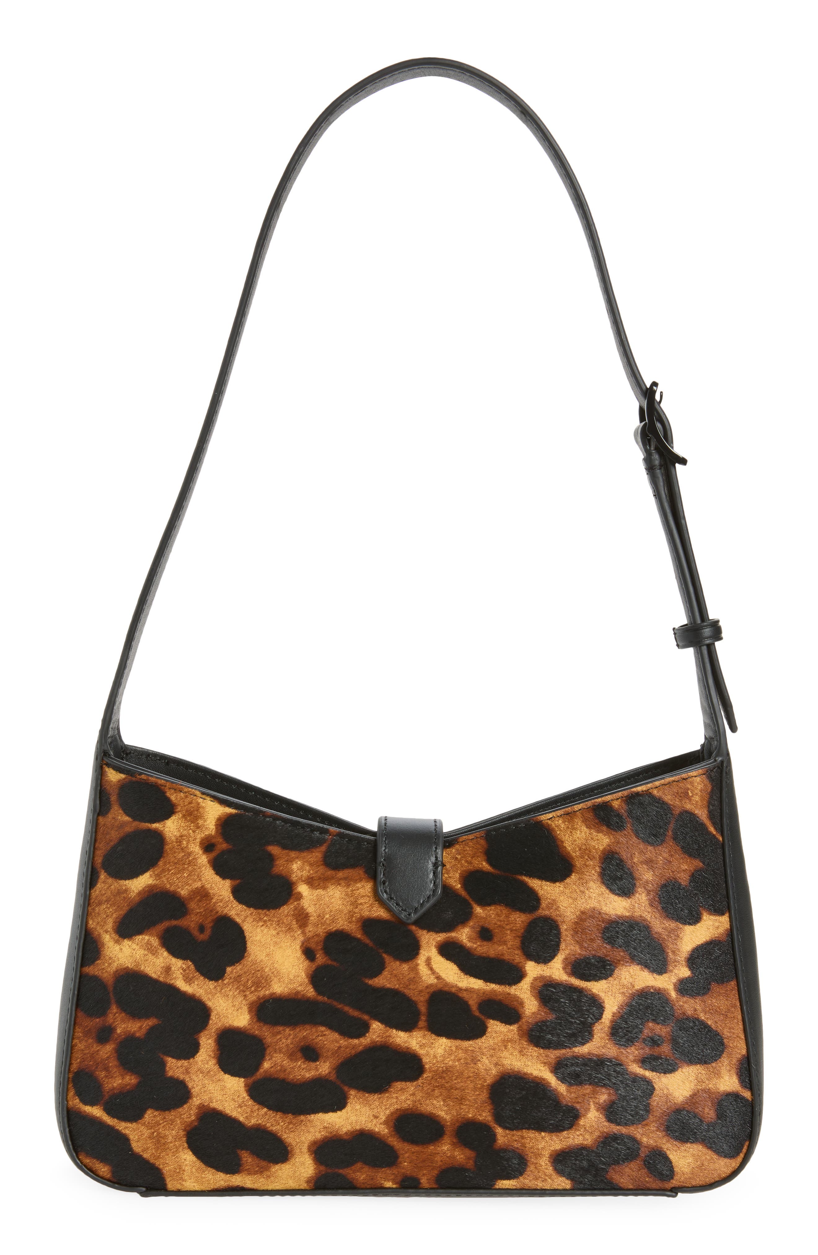 Megan Hair Calf Shoulder Bag, Alternate, color, LEOPARD/ BLACK