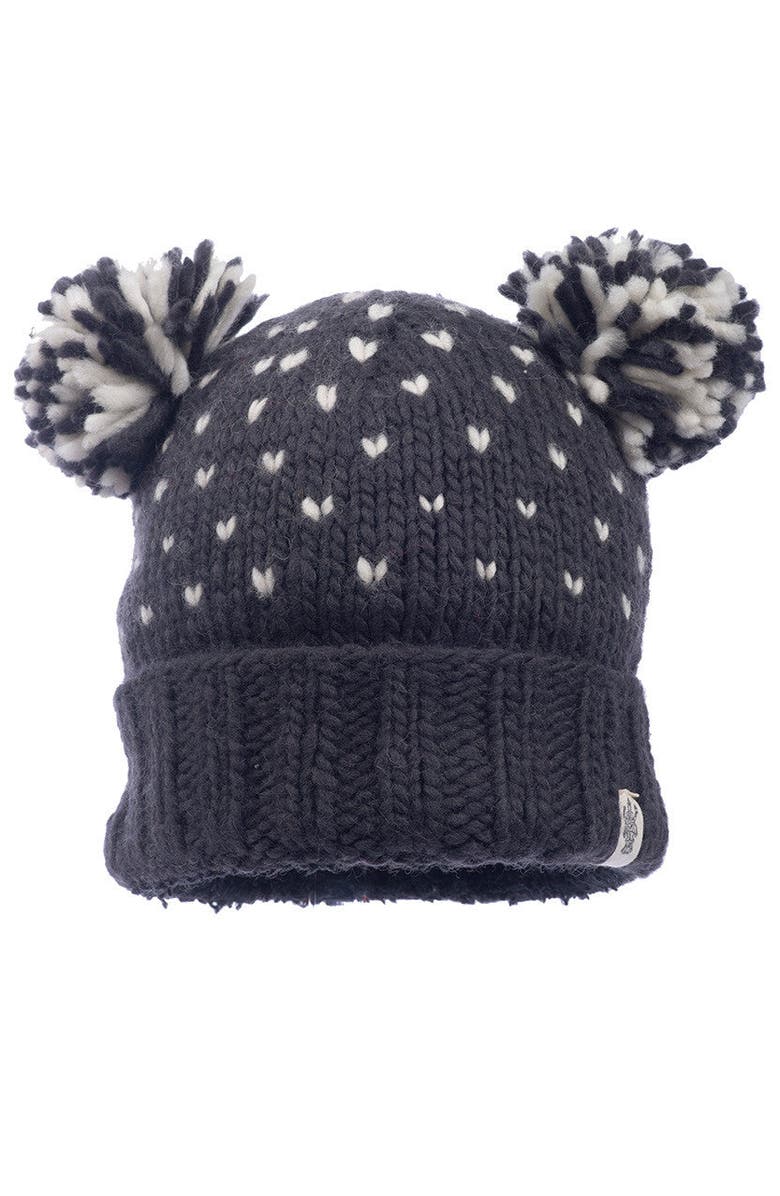 Nirvanna Designs Double Pom Kira Hat, Main, color, Charcoal