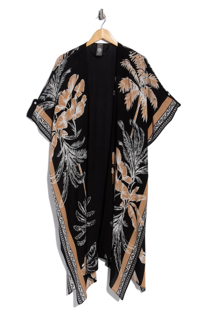 Vince Camuto Palm Tree Crinkle Duster, Alternate, color, Black