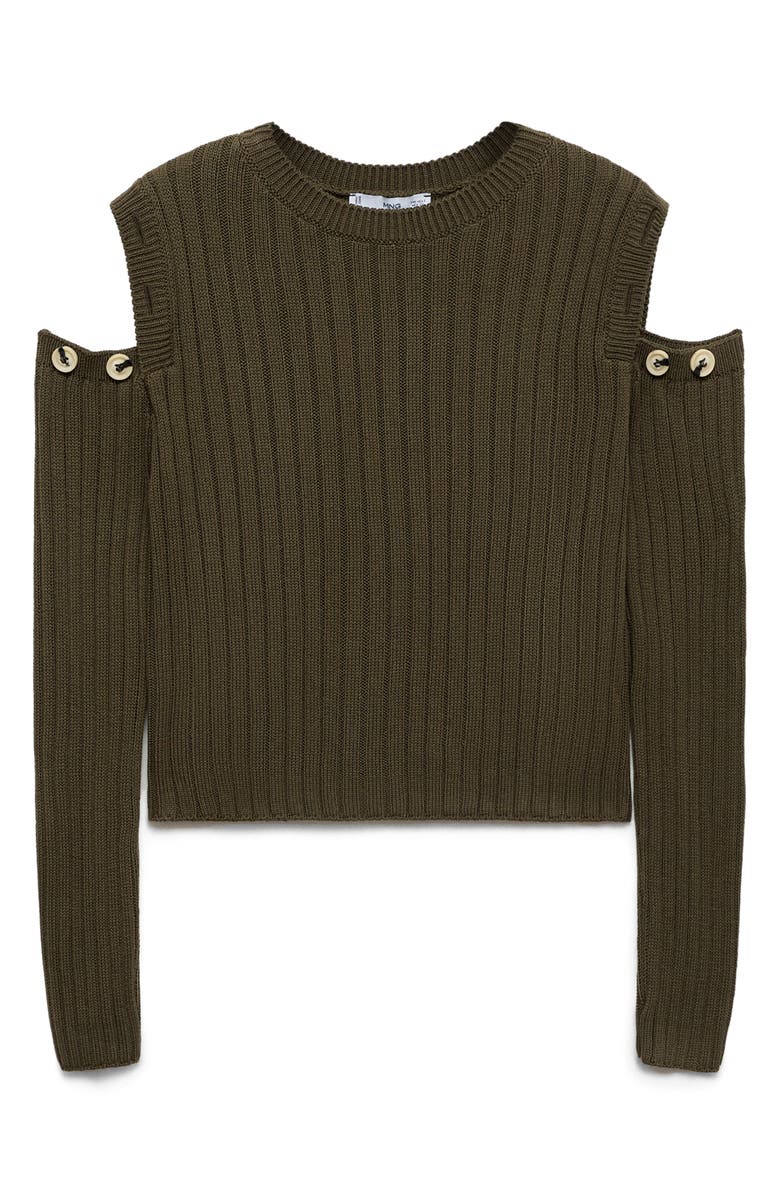MANGO Convertible Cold Shoulder Rib Sweater, Main, color,
