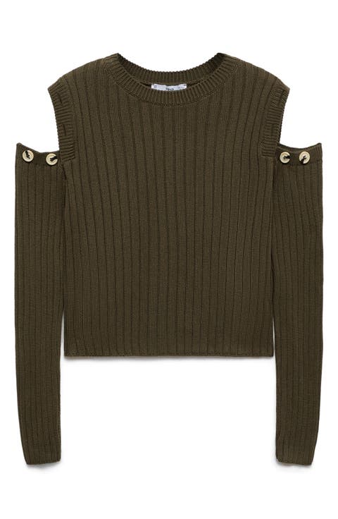 Convertible Cold Shoulder Rib Sweater