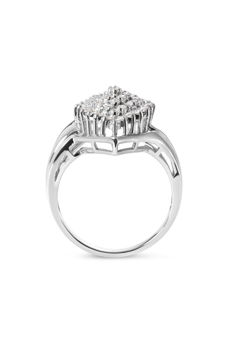 10K White Gold 1/2 Cttw Diamond Pear Shaped Cluster Ring, Alternate, color, White