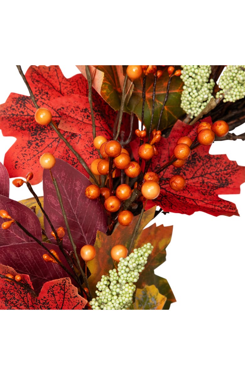 Northlight Leaves and Berries Artificial Fall Harvest Wreath - 20", Alternate, color, Red