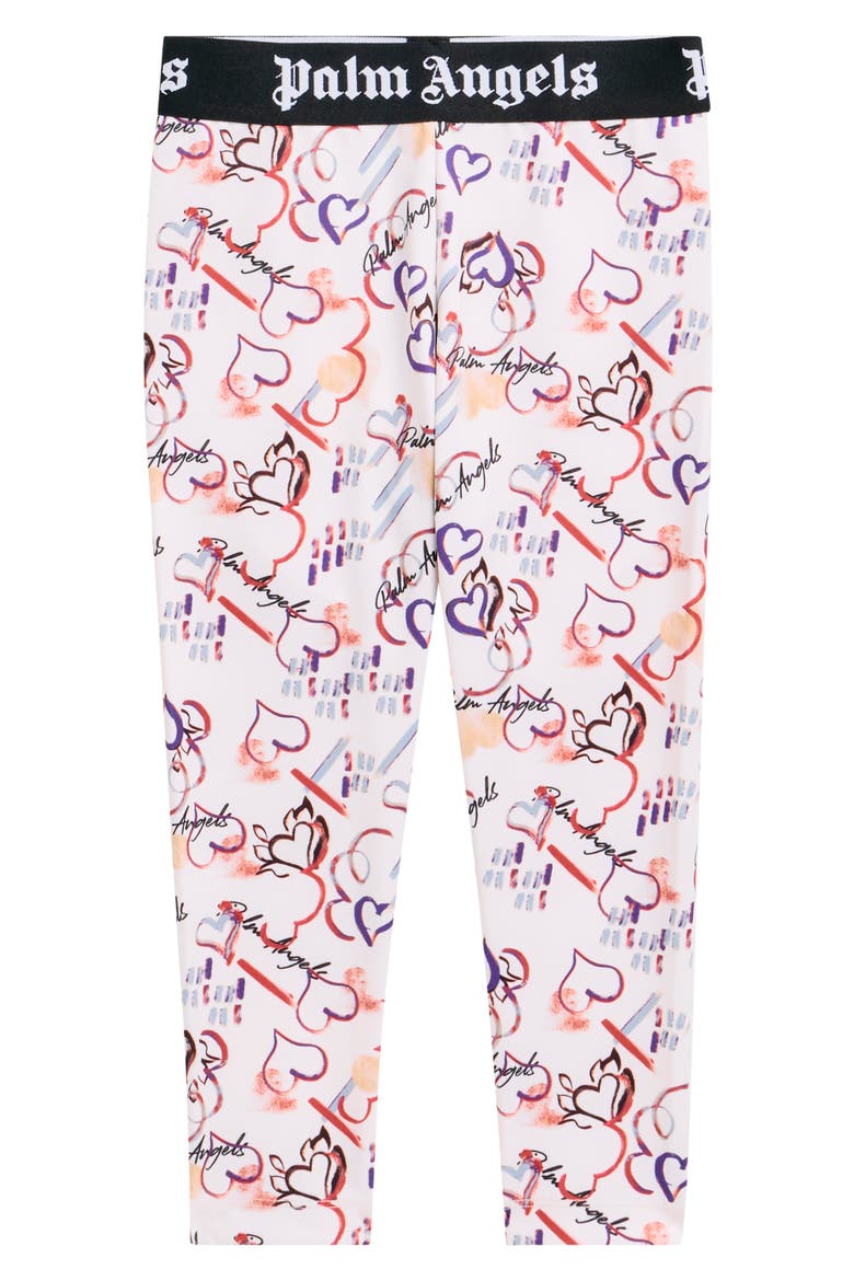 Allover Print Class Logo Leggings, Main, color, OFF WHITE BORDEAUX