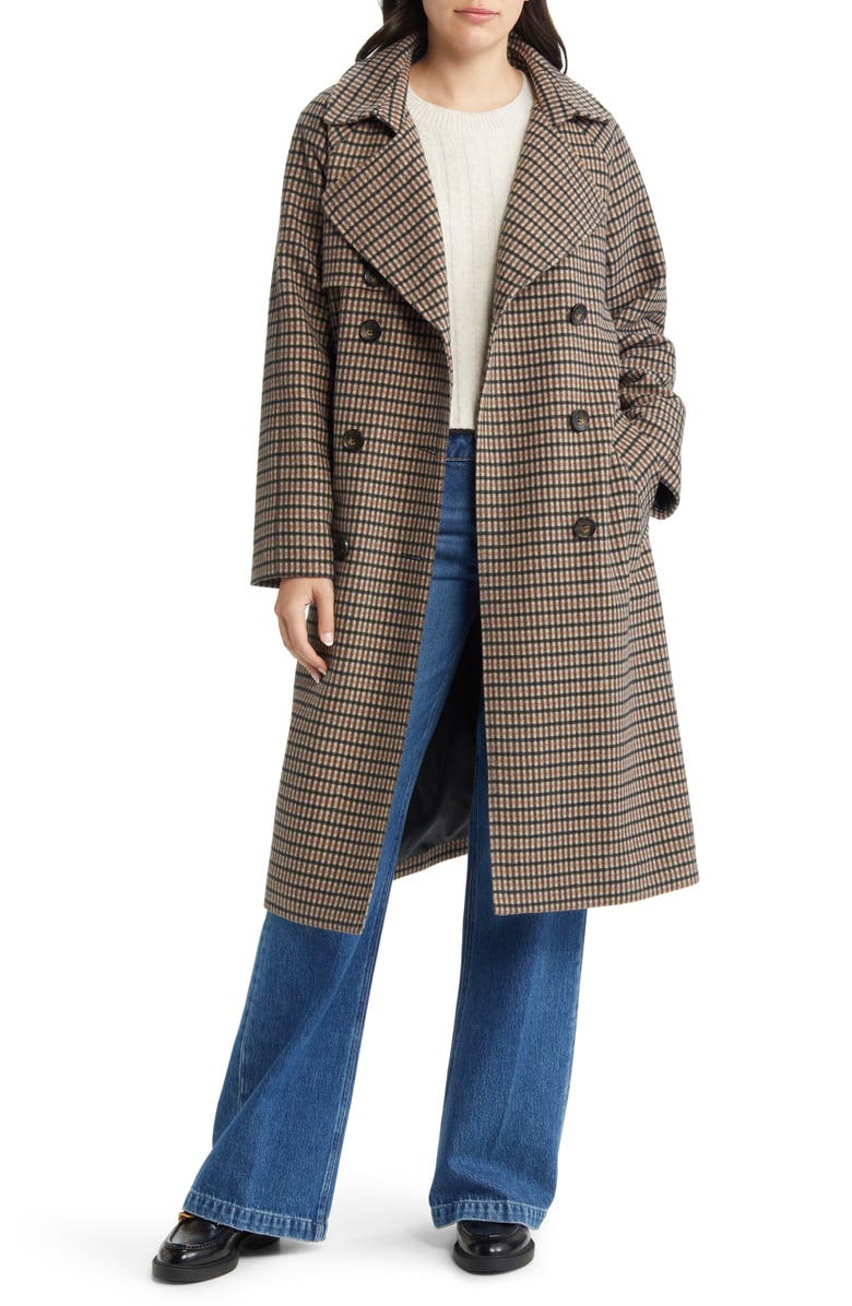 Sam Edelman Plaid Wool Blend Trench Coat, Alternate, color,