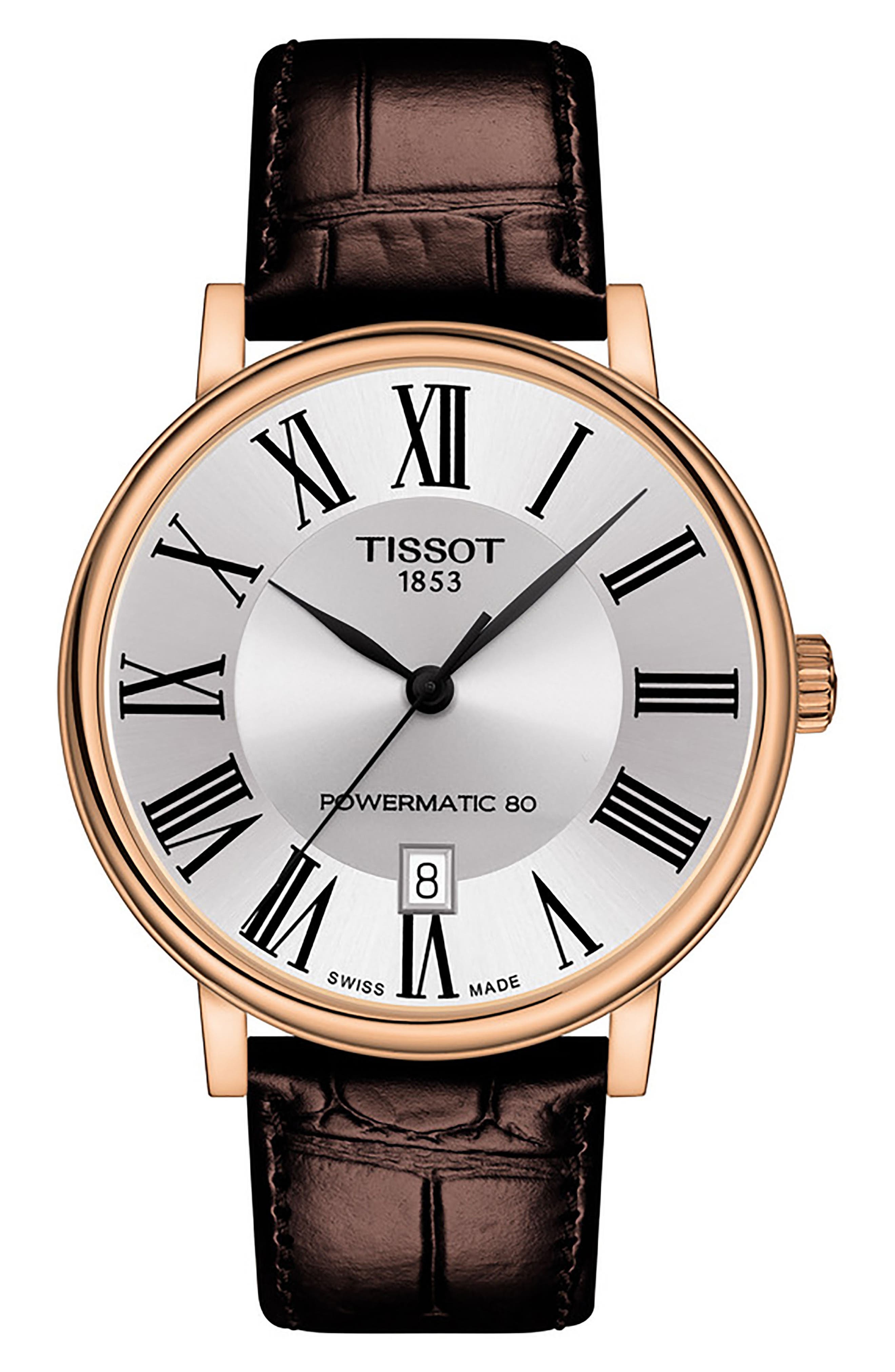 Tissot T-Classic Carson Powermatic 80 Leather Strap Watch, 40mm