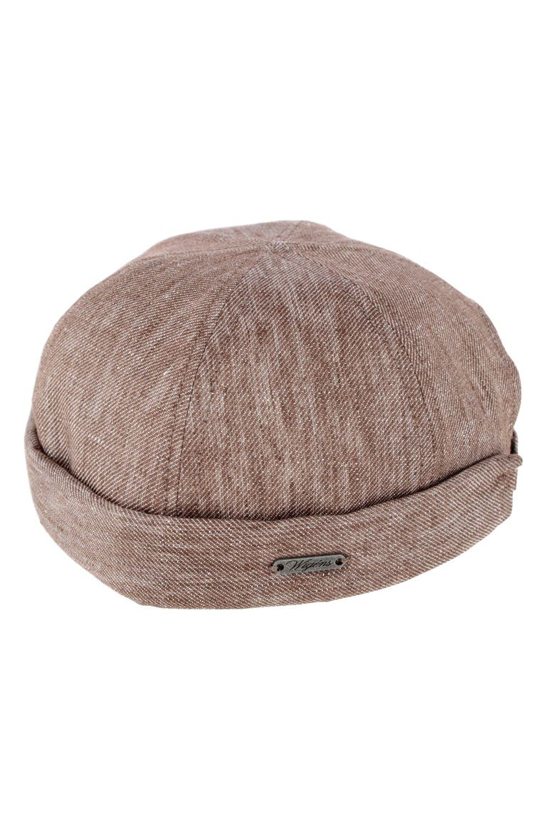 Men's Denim Linen Docker Cap, Alternate, color, Brown