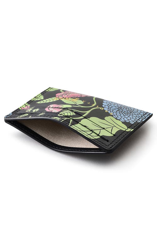 Radley Floral Print Leather Card Case In Black
