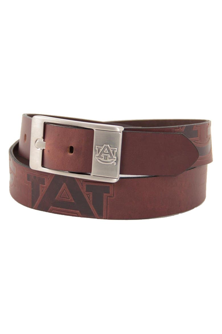 Auburn Tigers Brandish Leather Belt - Brown, Main, color, Brown