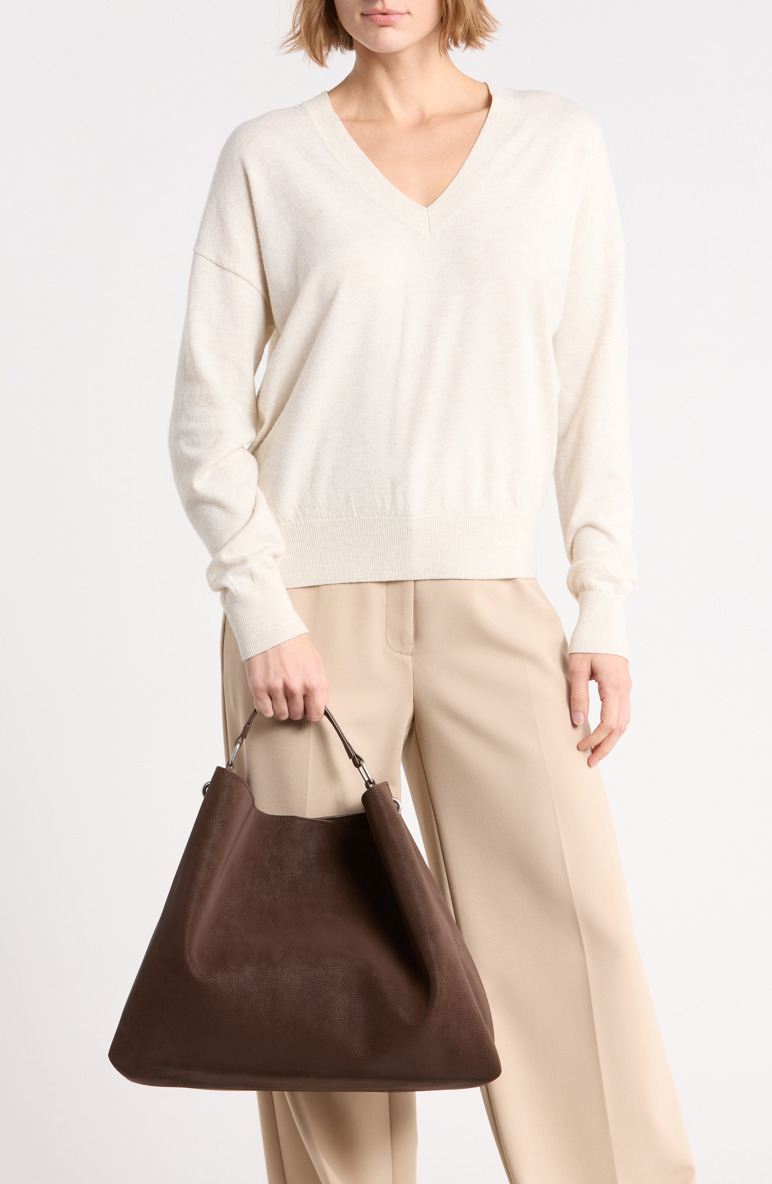 Faux Leather Top Handle Tote, Alternate, color, DARK CHOCOLATE
