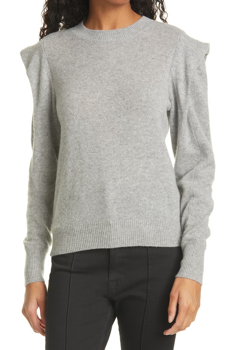 Kennedy Folded Shoulder Cashmere Sweater, Main, color, GRIS HEATHER