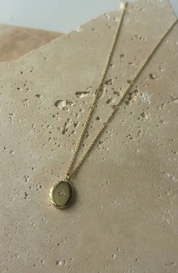 Cubic Zirconia Oval Locket Pendant Necklace