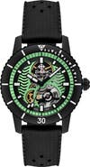 Zodiac Compression Diver Skeleton Rubber Strap Watch, 40mm