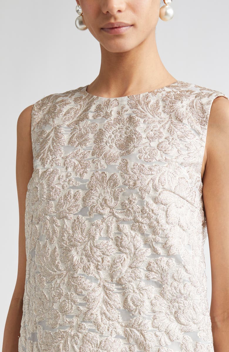 Carolina Herrera Metallic Fil Coupé Shift Cocktail Dress, Alternate, color, Gold