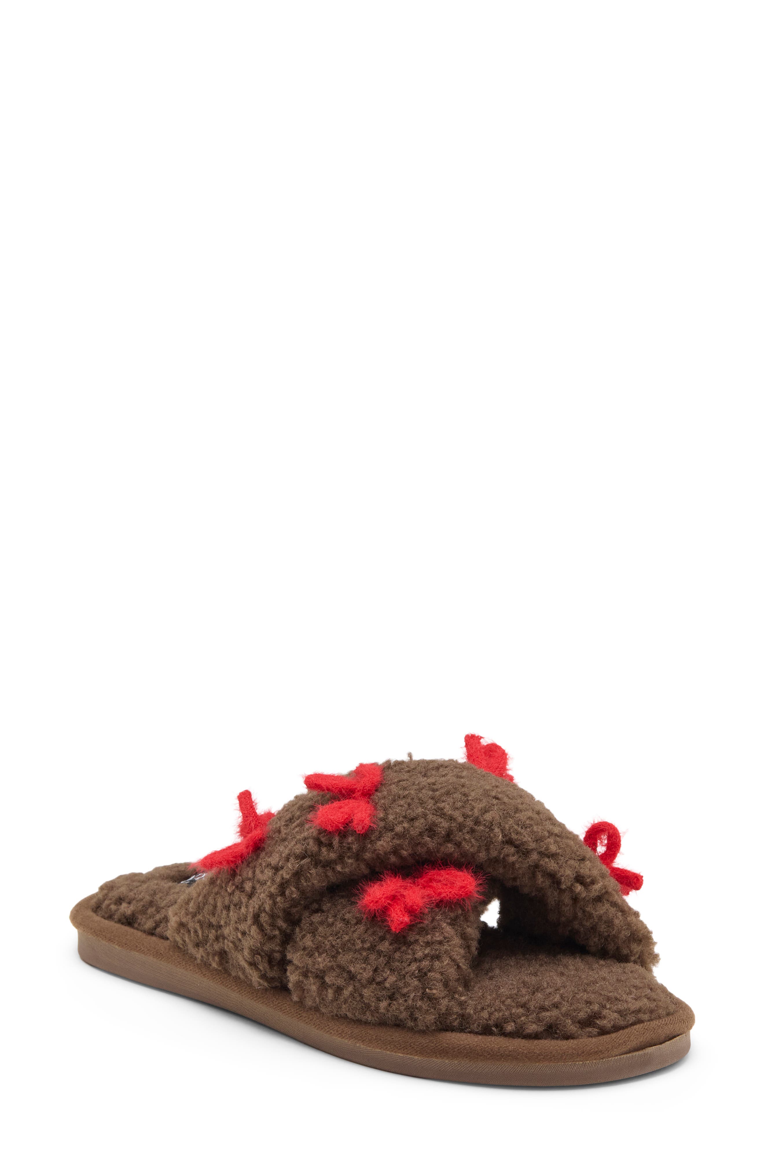 Crisscross Faux Fur Slipper