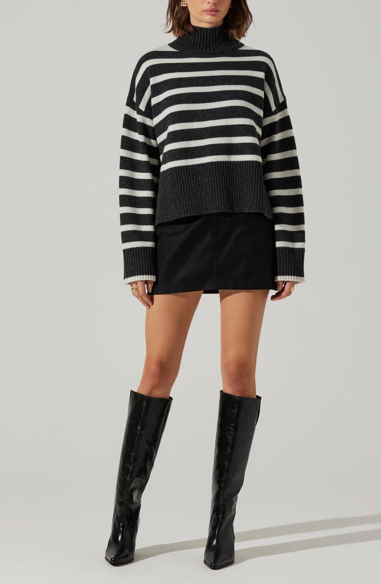 ASTR the Label Sophea Stripe Sweater, Alternate, color, Charcoal Cream