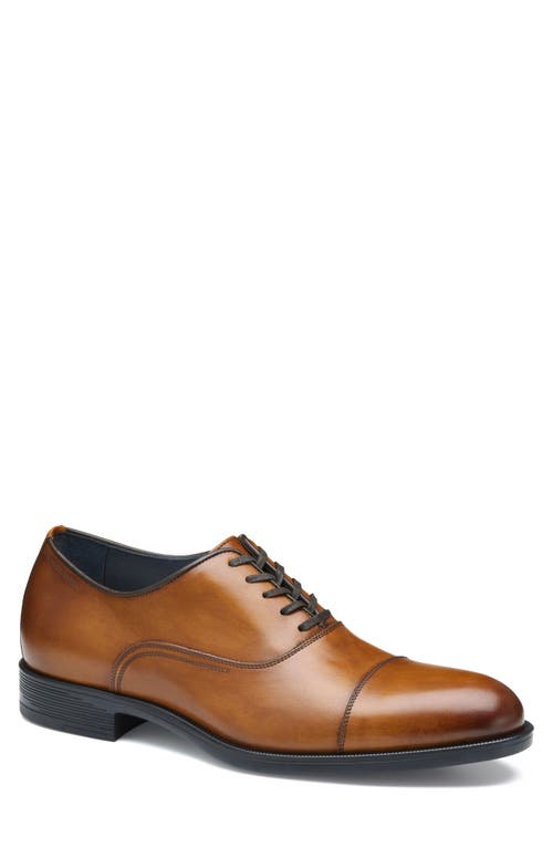 Johnston & Murphy Collection Flynch Cap Toe Oxford In Tan Italian Calfskin