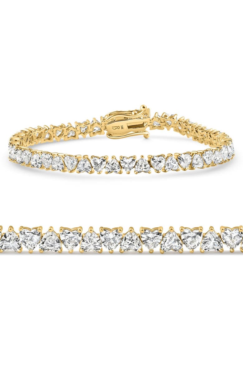 Bliss Diamond 10.50Ct Heart Cut Diamond Tennis Bracelet 14k Gold 7" Lab Grown, Main, color, 14K Yellow Gold