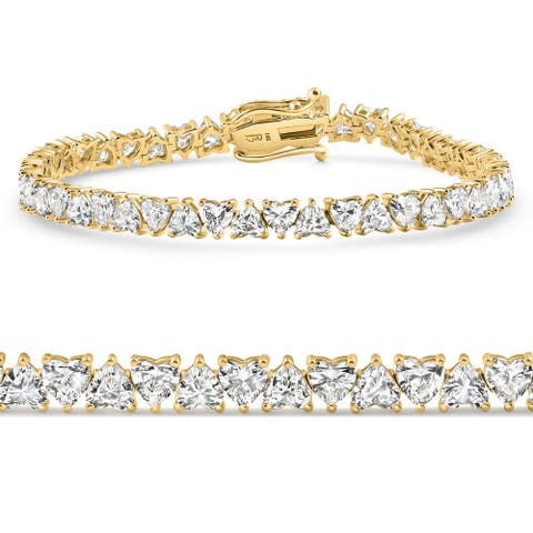 10.50Ct Heart Cut Diamond Tennis Bracelet 14k Gold 7" Lab Grown