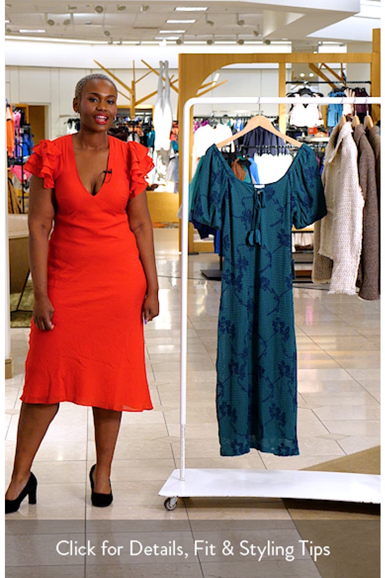 Anora Floral Embroidered Puff Sleeve Knit Midi Dress video