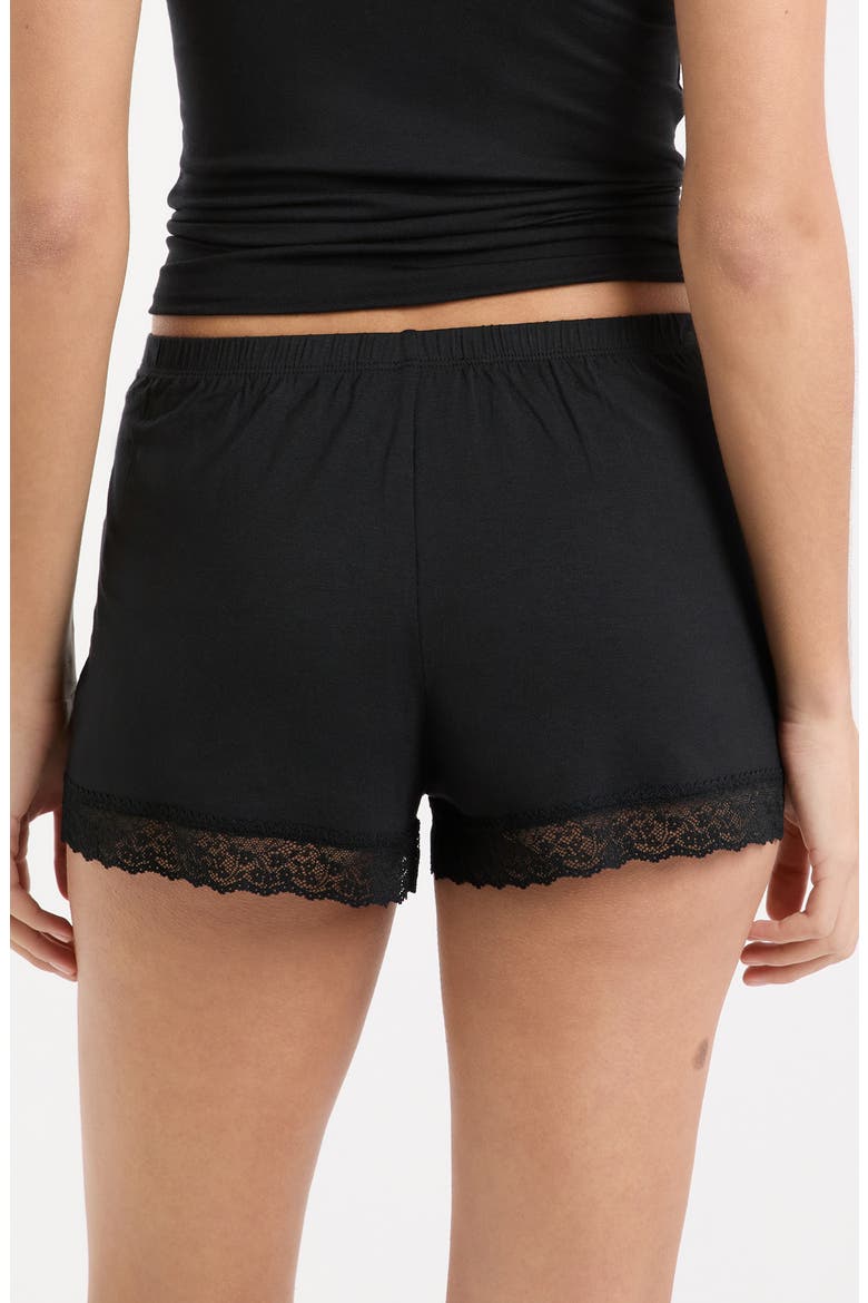 Kitty Lace Trim Shorts, Alternate, color, BLACK