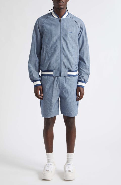 Couture Seam Engineer Stripe Cotton Bermuda Shorts