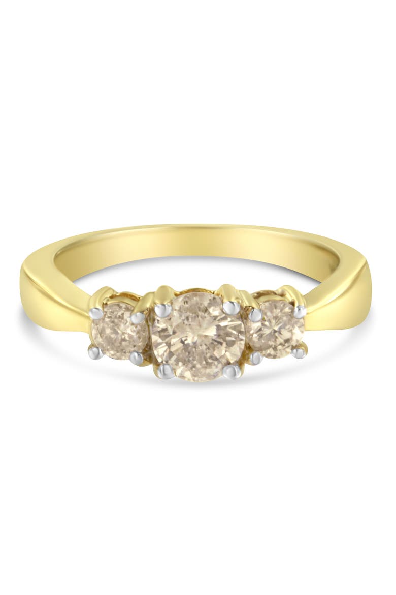 10K Yellow Gold Three Stone 1.0 Cttw Diamond Band Ring, Main, color, Yellow Gold