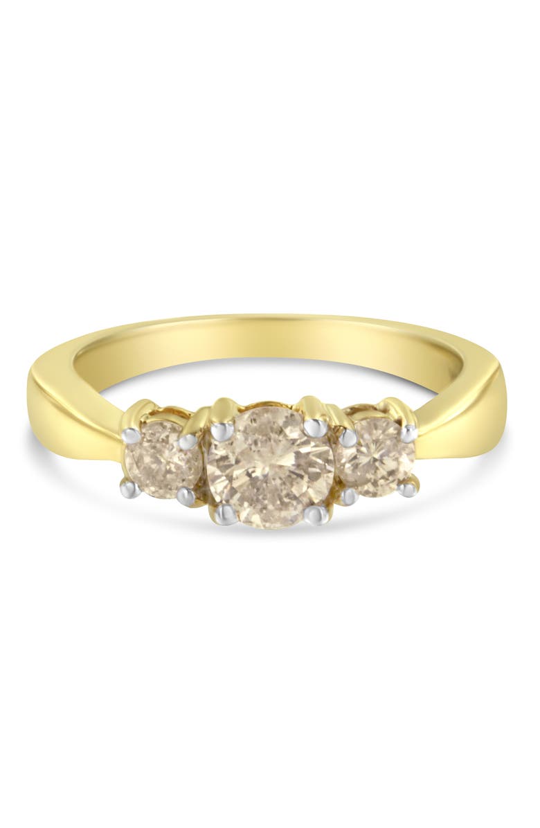 Haus of Brilliance 10K Yellow Gold Three Stone 1.0 Cttw Diamond Band Ring, Main, color, Yellow Gold