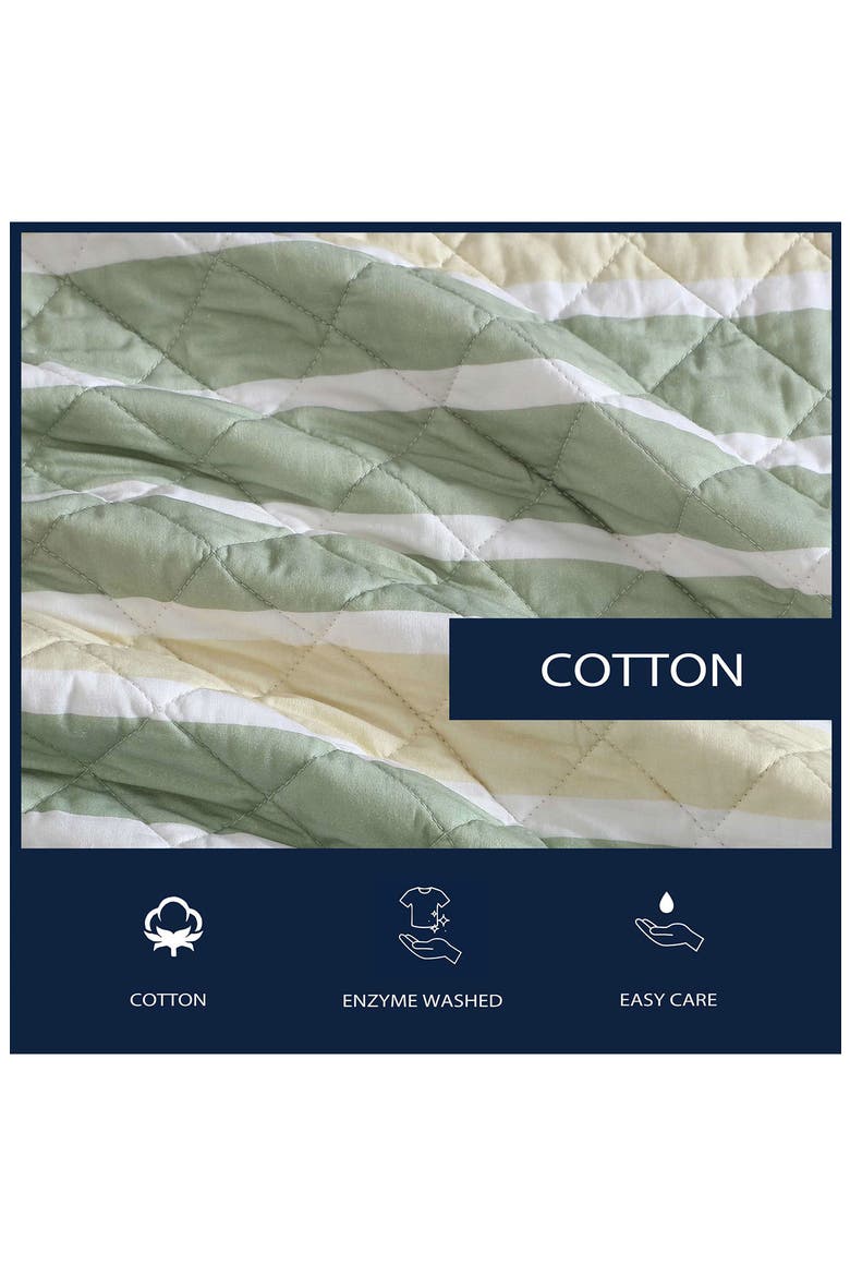 Varadero Stripe Reversible Cotton Quilt & Sham Set, Alternate, color, GREEN MULTI