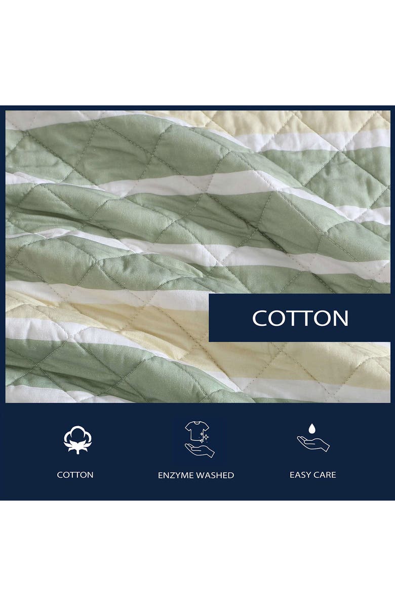 Nautica Varadero Stripe Reversible Cotton Quilt & Sham Set, Alternate, color, Green Multi