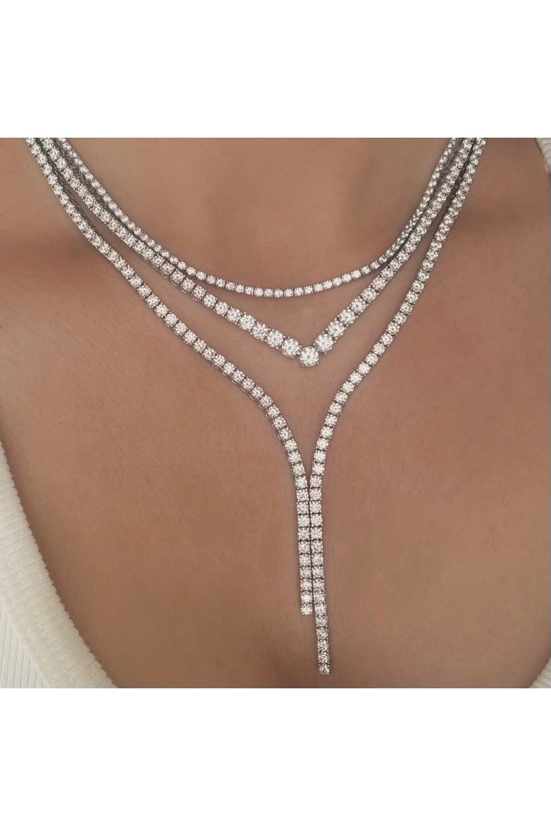 The Georgia Y Tennis Necklace, Alternate, color, Silver, Geometric, White
