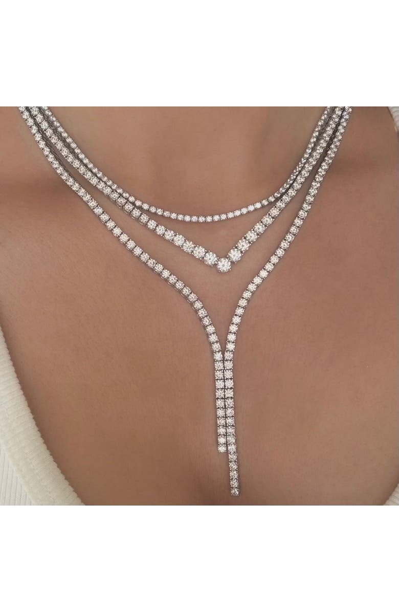 Leni James The Valentina Graduated V Tennis Necklace, Alternate, color, Silver