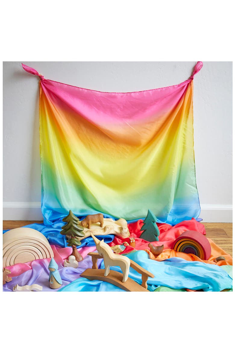 Set of 5 Rainbow Enchanted Playsilks, Alternate, color, ENCHANTED