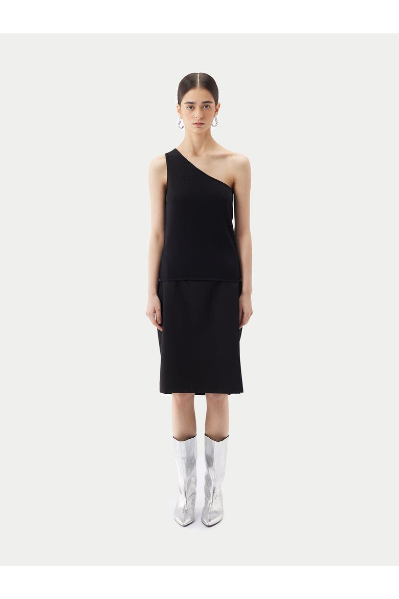 Cashmere Silk Sleeveless Asymmetric Top, Alternate, color, black