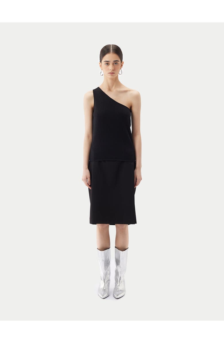 GOBI Mongolian Cashmere Cashmere Silk Sleeveless Asymmetric Top, Alternate, color, Black