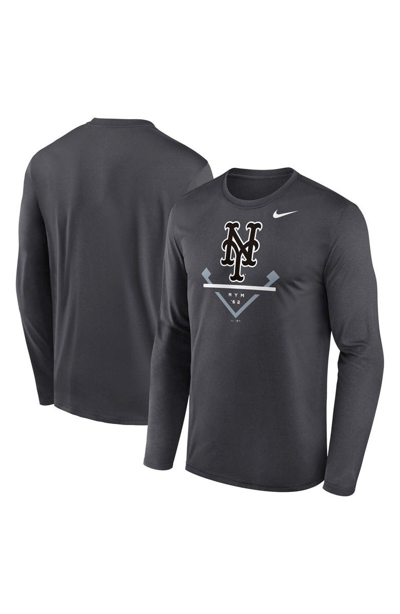 Nike Men's Nike Anthracite New York Mets Icon Legend Performance Long Sleeve T-Shirt, Main, color, 