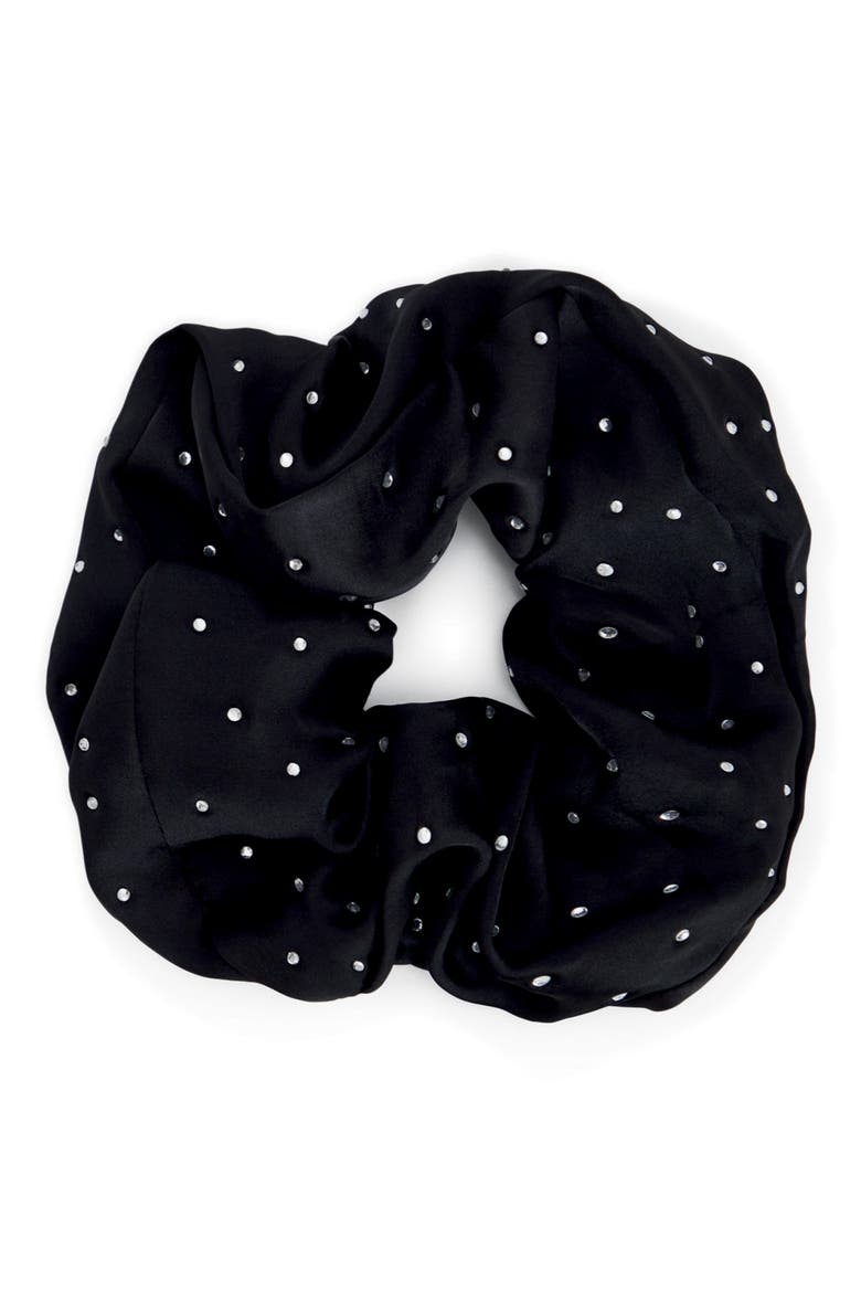Rhinestone Brunch Scrunchie, Main, color, BLACK