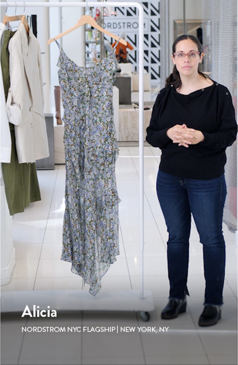 Avenel Floral Silk Ruffle Dress, sales video thumbnail