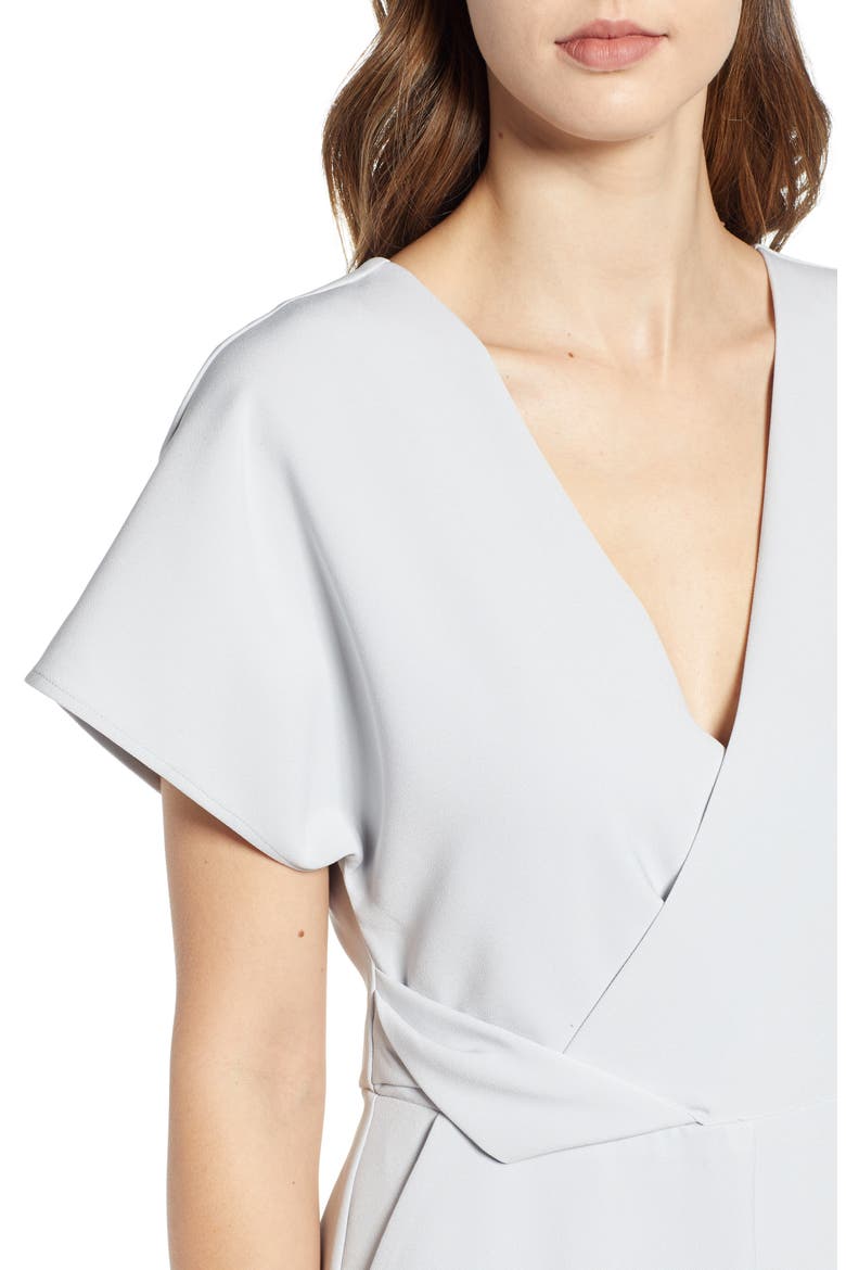 Surplice Wide Leg Crop Jumpsuit, Alternate, color, GREY MICRO