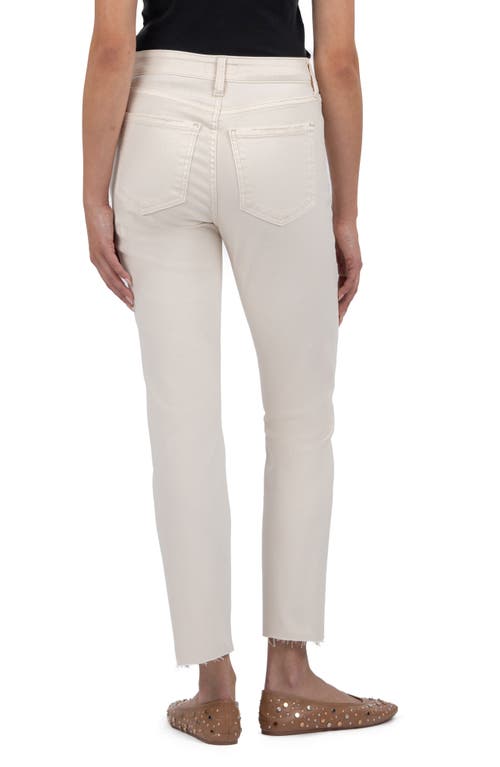Kut From The Kloth Reese Fab Ab Raw Hem Ankle Slim Straight Leg Jeans In Ecru