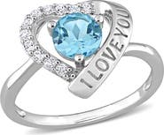 Julianna B. Blue & White Topaz I LOVE YOU Heart Ring