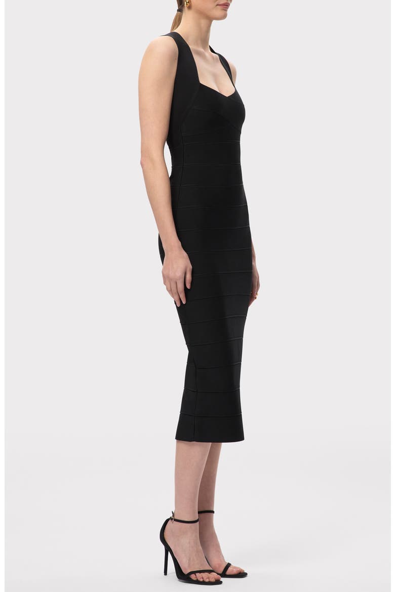The Sandra Midi Bandage Dress, Alternate, color, BLACK