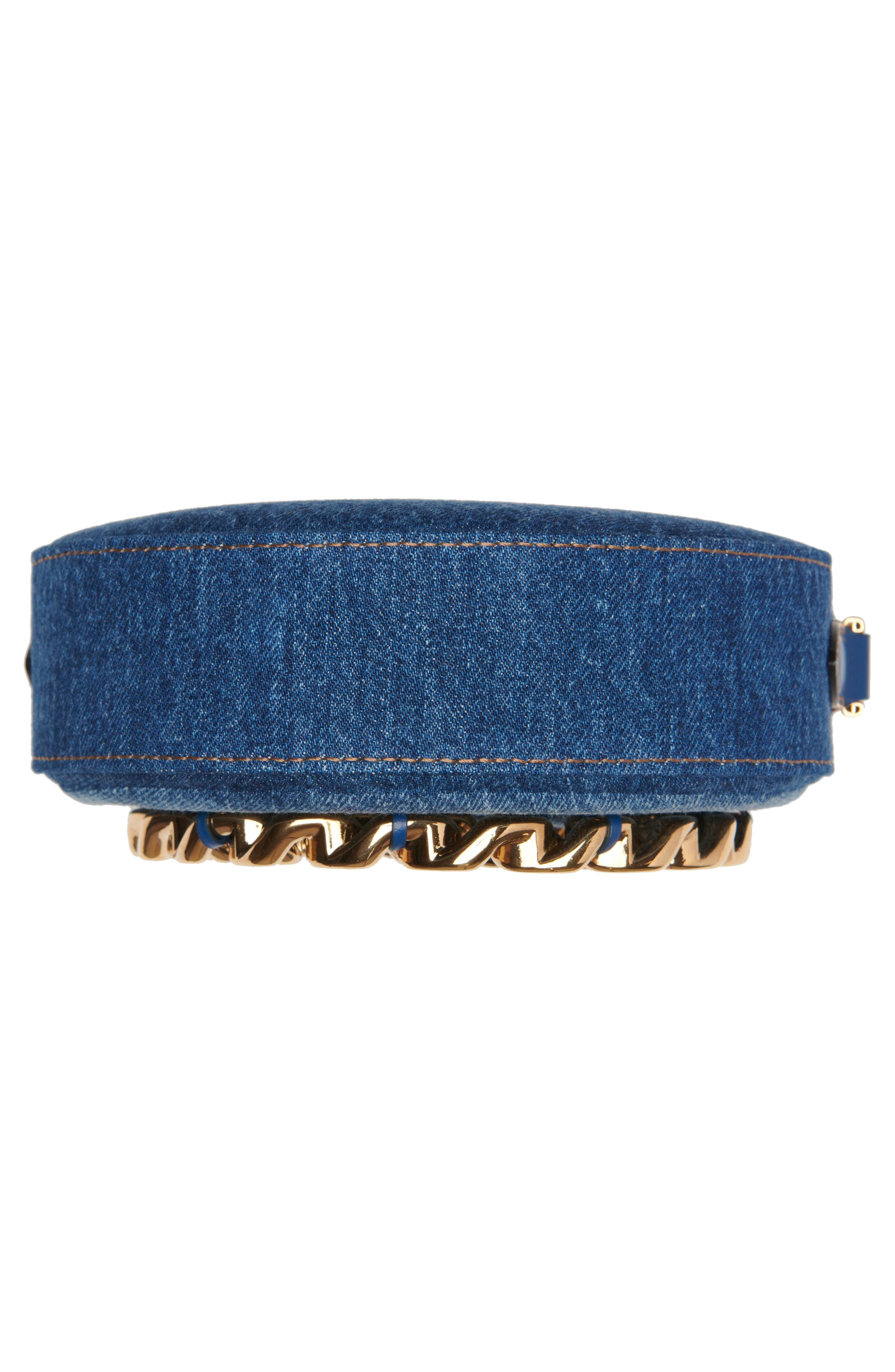 La Medusa Chain Round Denim Crossbody Camera Bag, Alternate, color, NAVY BLUE-VERSACE GOLD