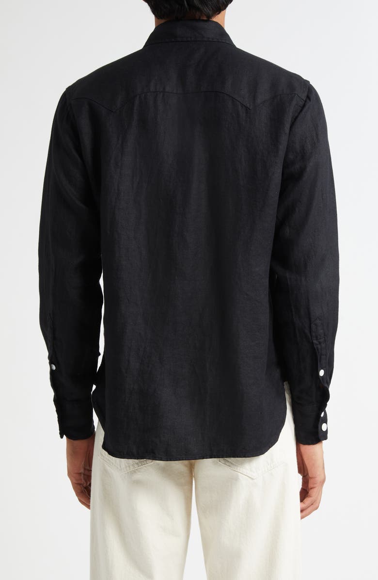 Drake's Linen Twill Western Shirt, Alternate, color, 100 Black
