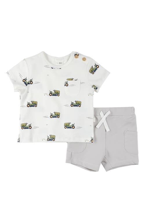 FIRSTS BY PETIT LEM FIRSTS BY PETIT LEM LAWNMOWER PRINT COTTON T-SHIRT & SHORTS SET