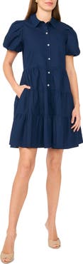 Halogen® Tiered Puff Sleeve Shirtdress