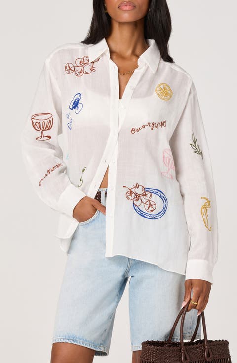 Trace Embroidered Button-Up Shirt