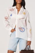 ASTR the Label Trace Embroidered Button-Up Shirt