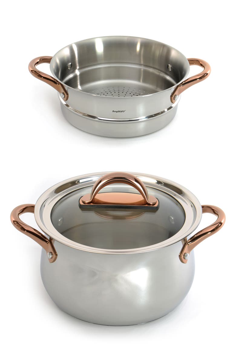 BergHOFF Ouro Gold 3-Piece Steamer Set, Main, color, Silver